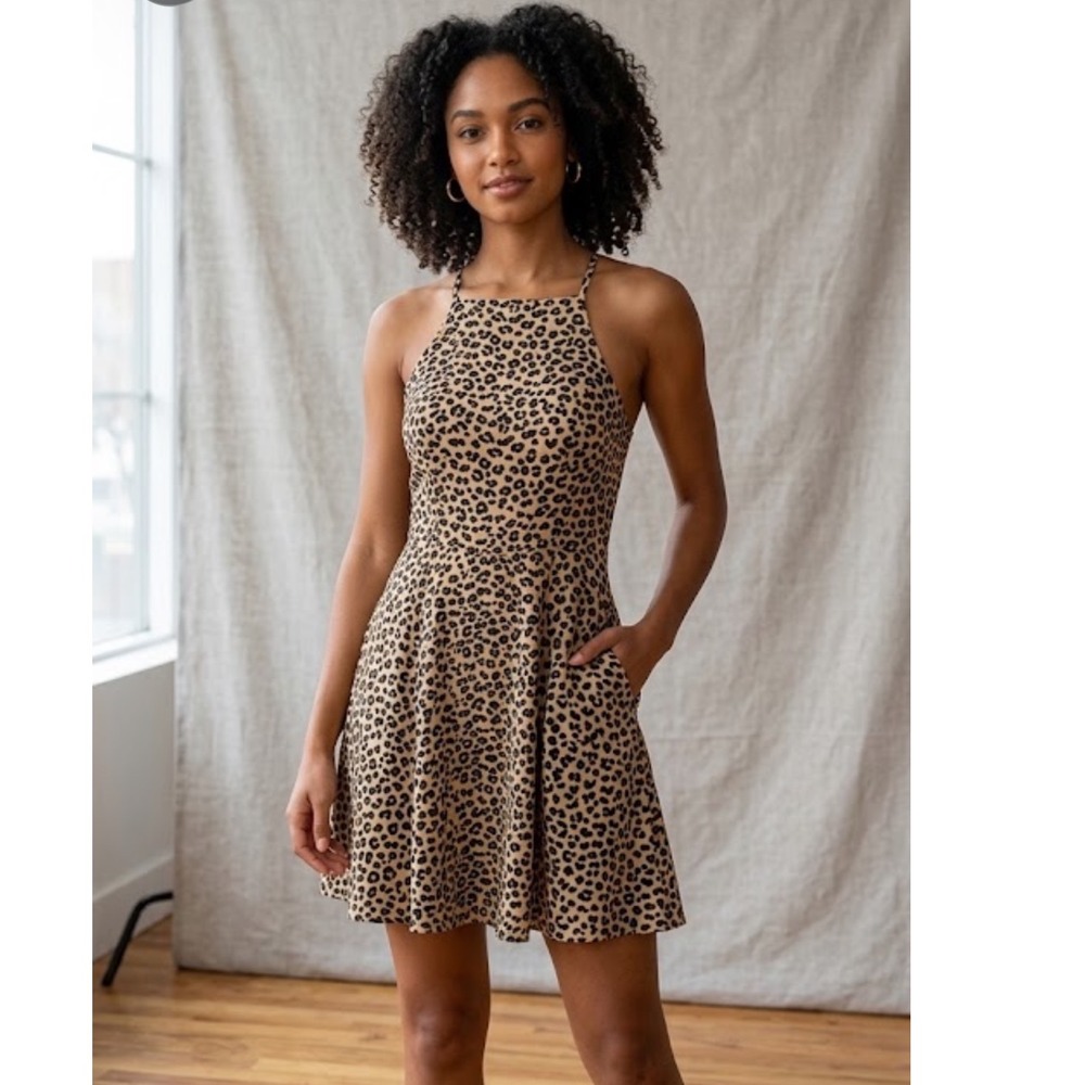 Abercrombie & Fitch | Cheetah Leopard Animal Print Halter Mini Dress, Size XS